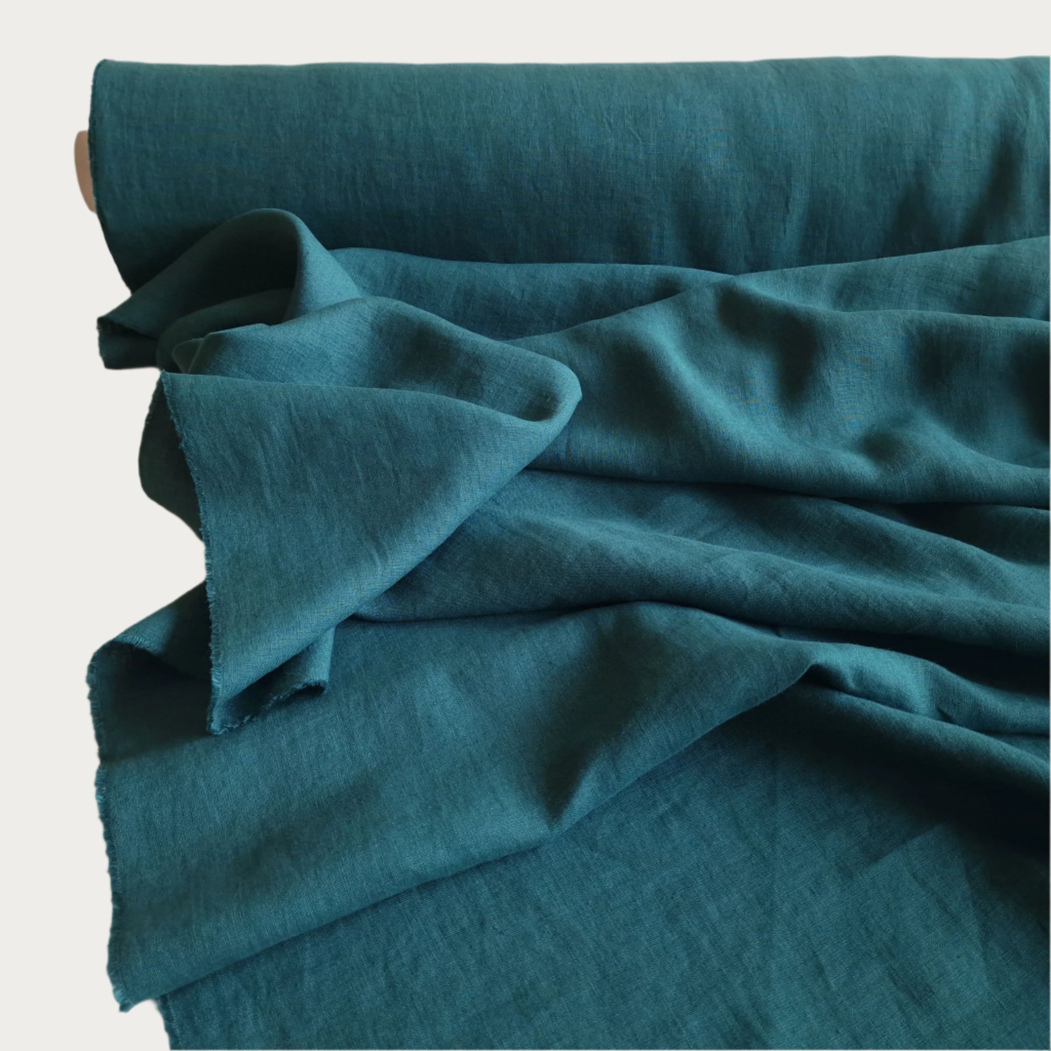 Linen fabric Peacock green