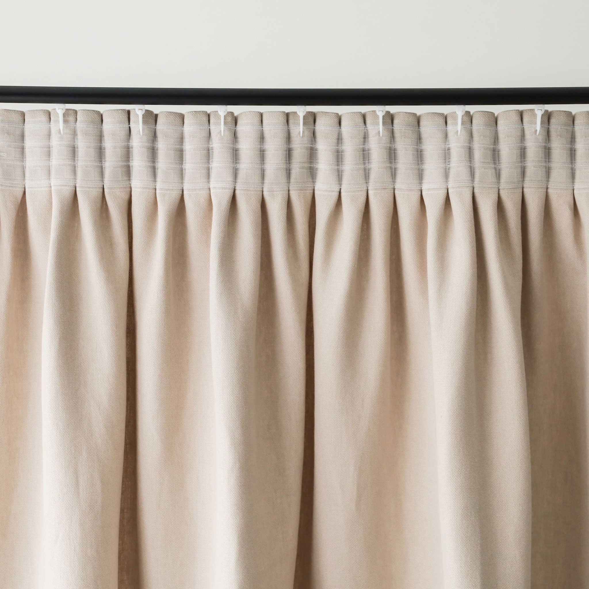 Heavy linen pencil pleat curtain panel