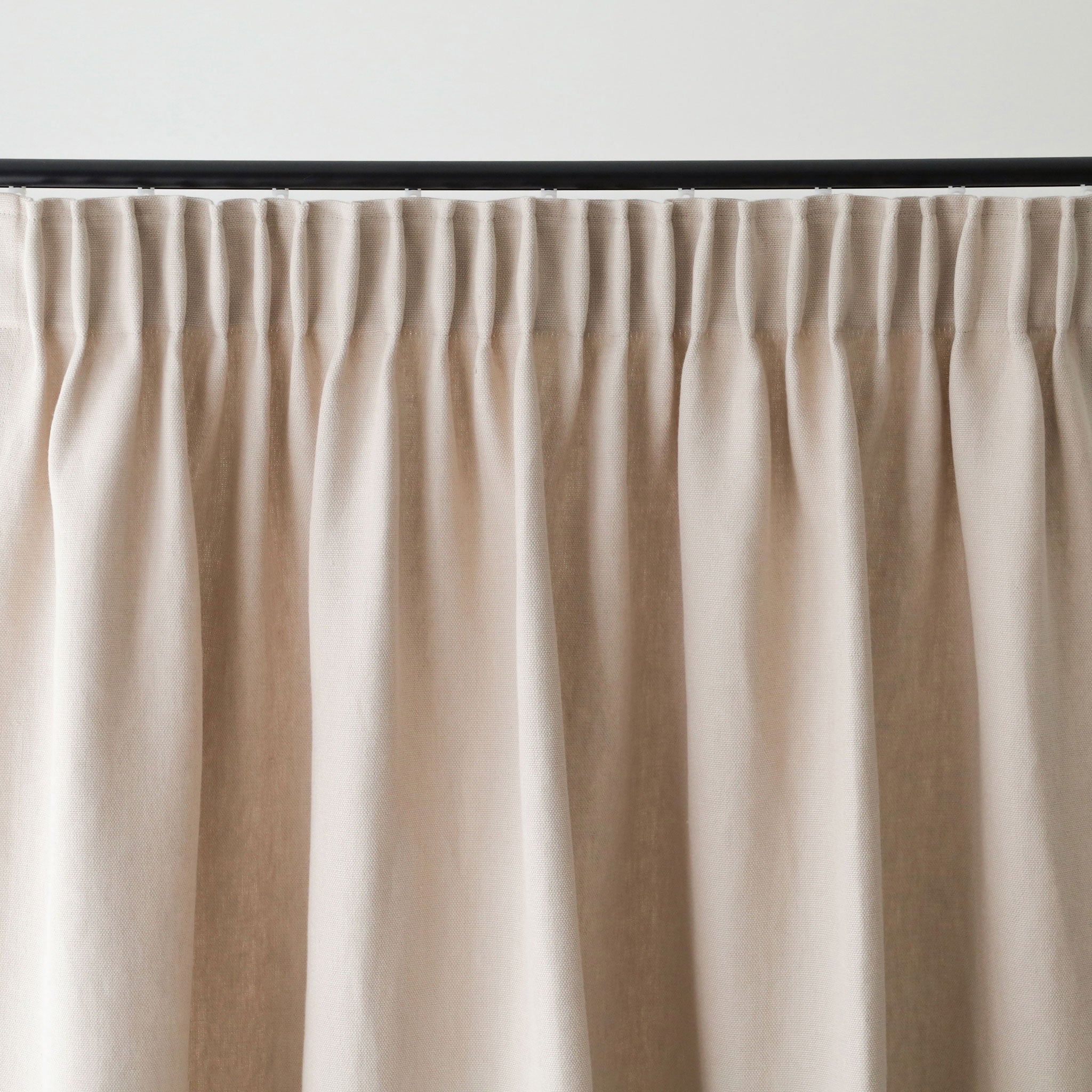 Heavy linen pencil pleat curtain panel