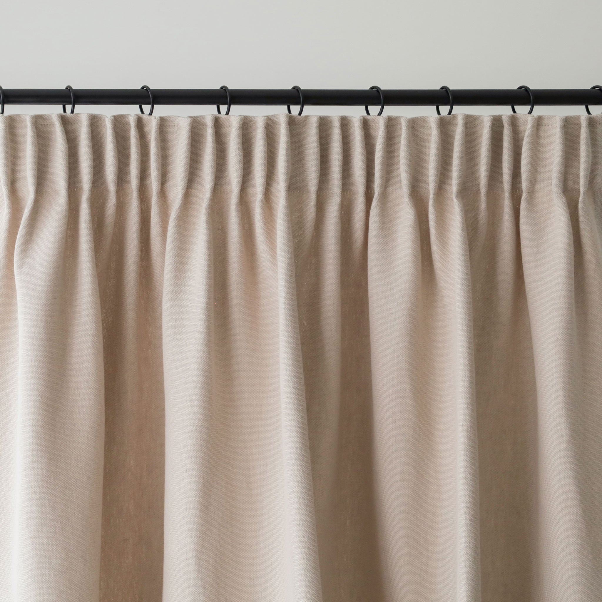 Heavy linen pencil pleat curtain panel