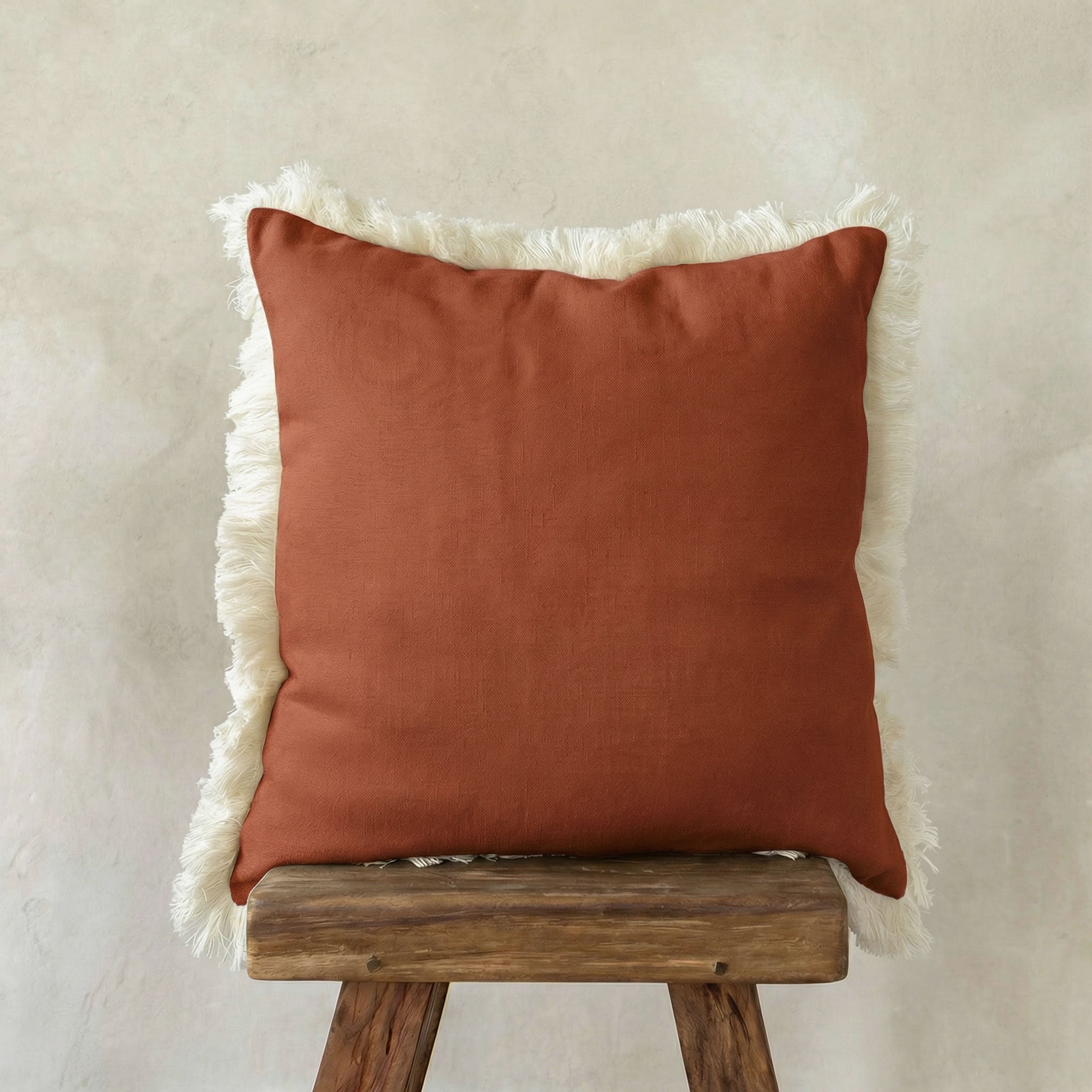 Linen Fringe Pillow Cover