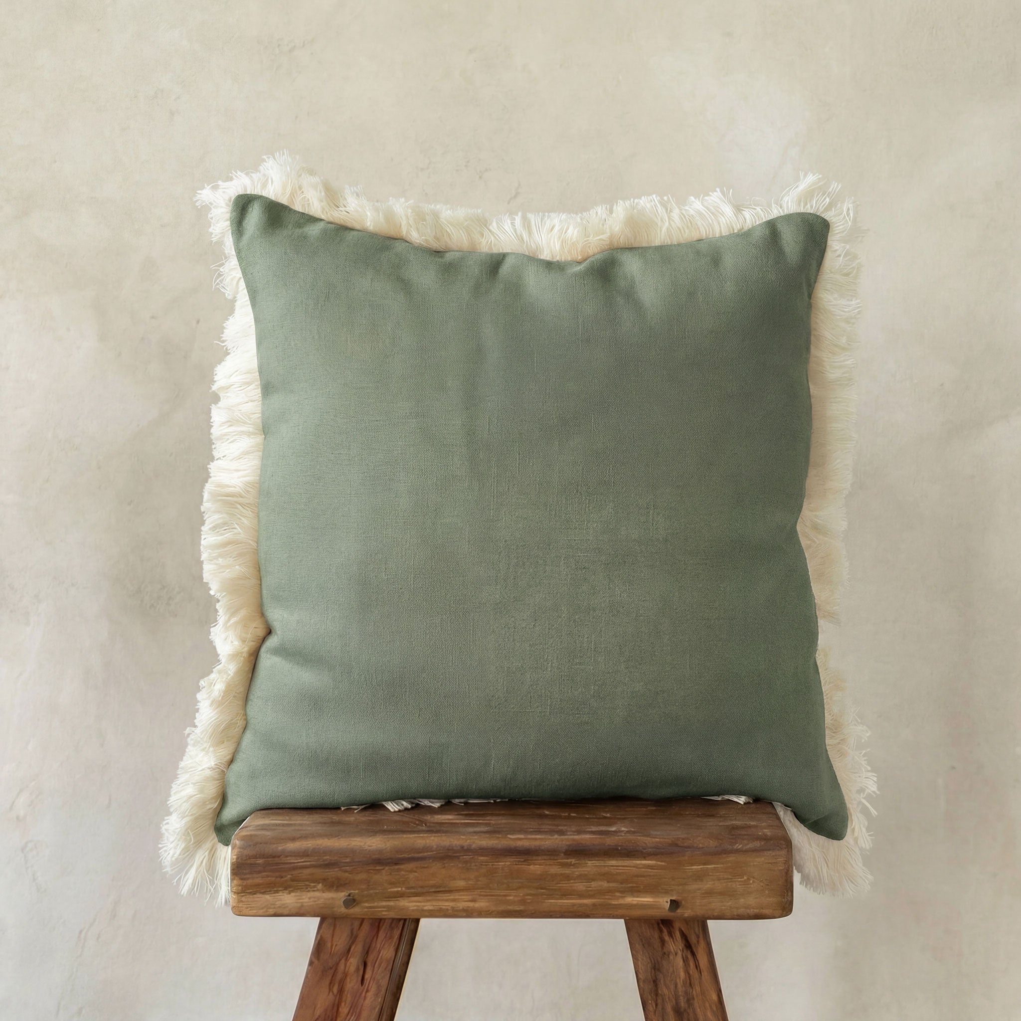 Linen Fringe Pillow Cover