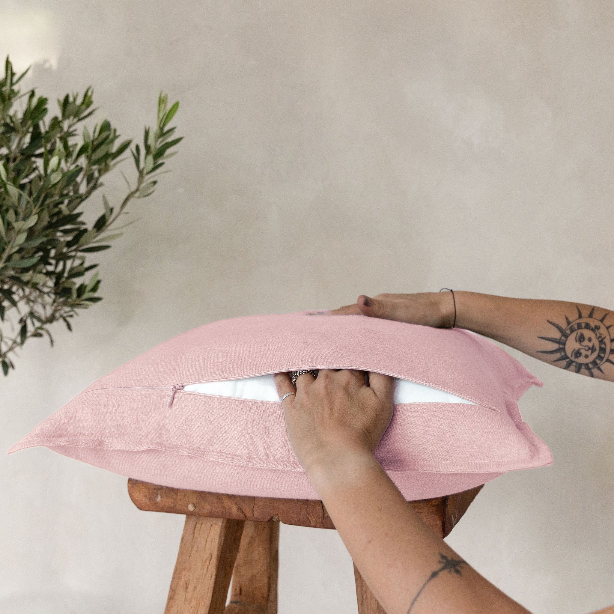 Linen pillow cover Dusty rose