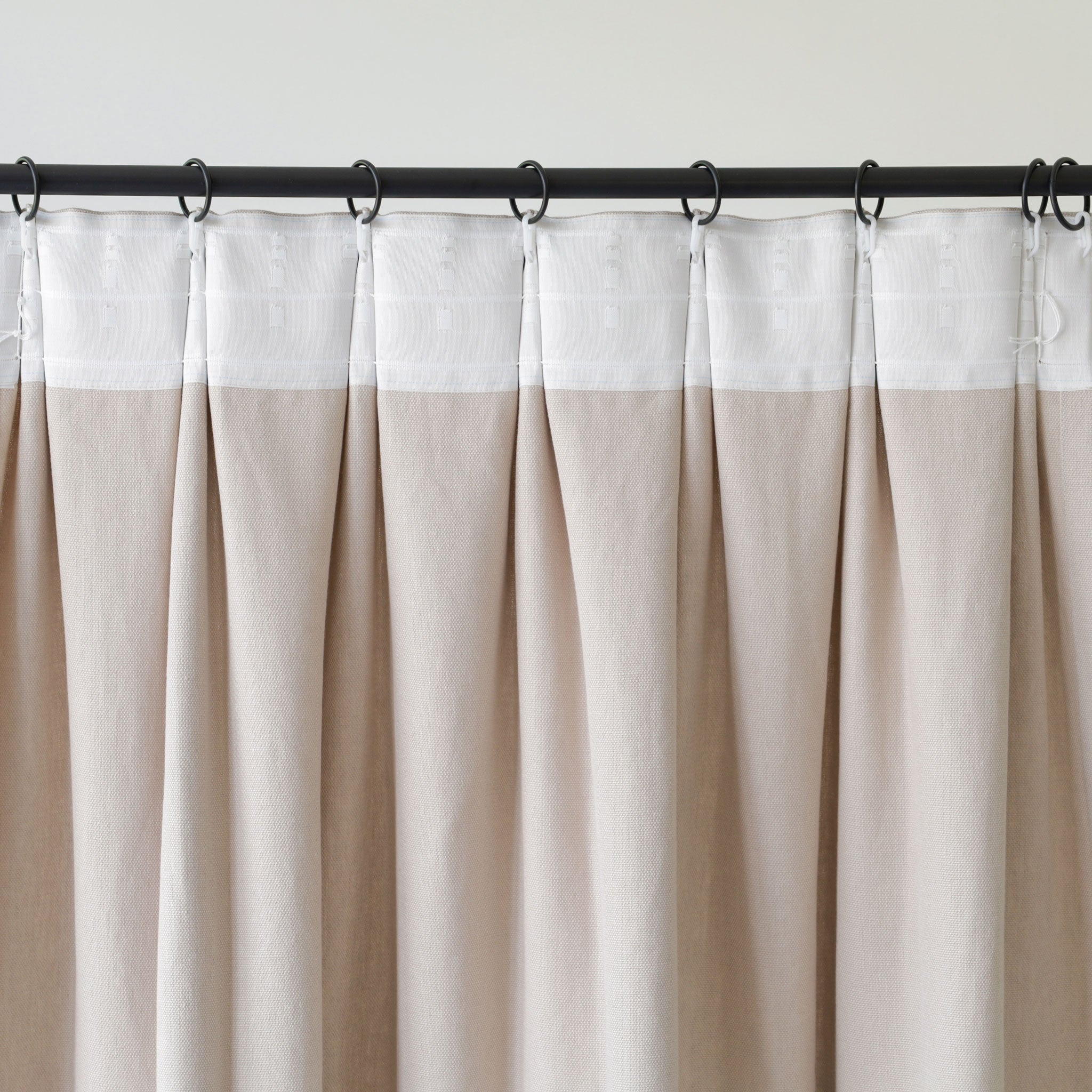 Heavy linen top tack pleat curtain panel