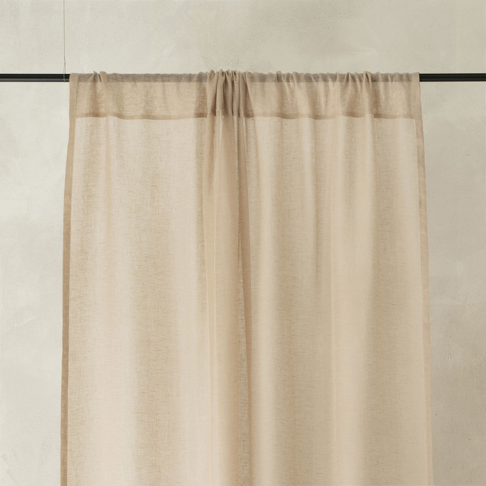 Sheer Linen Curtain with Rod Pocket - Oatmeal