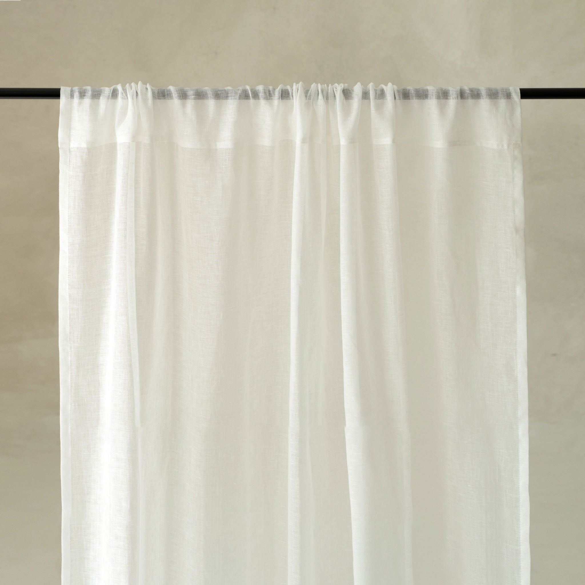 Sheer Linen Curtain Rod Pocket - Off white