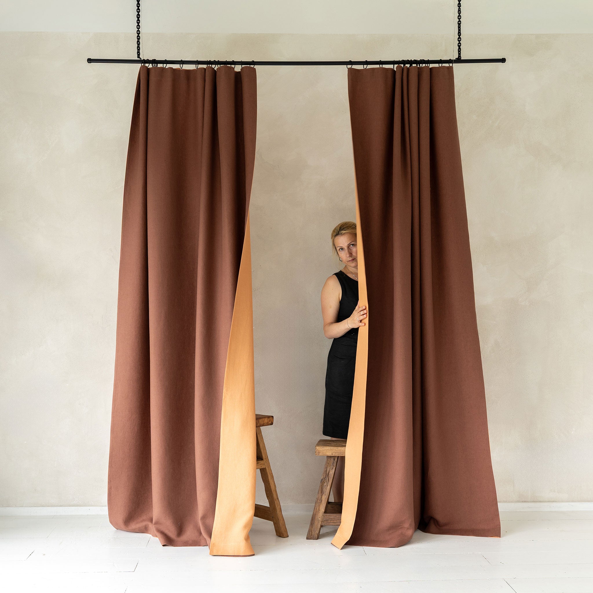 Linen Room Divider Curtain with Tape