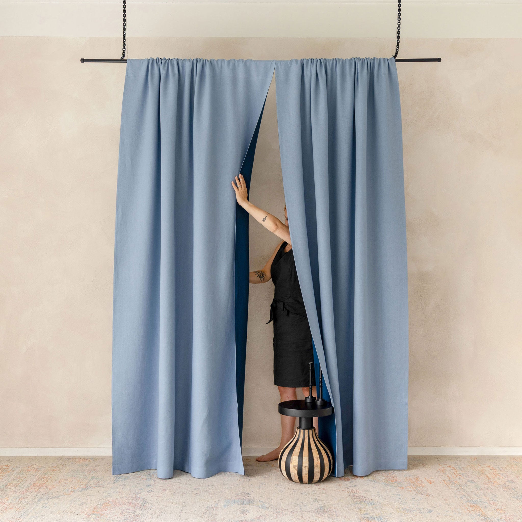 Double-Sided Linen Room Divider Curtain