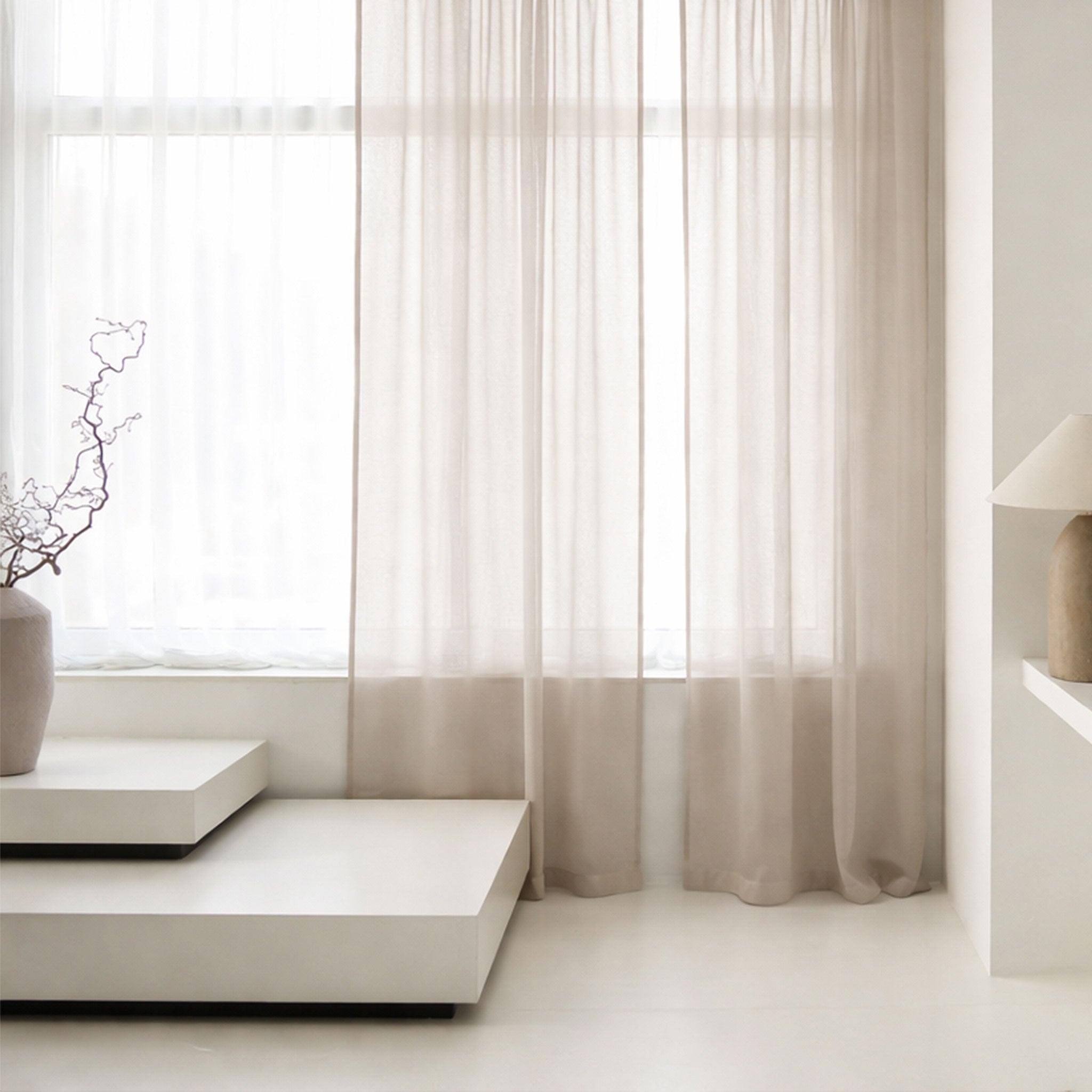 Sheer Linen Curtain Rod Pocket - Natural Tan