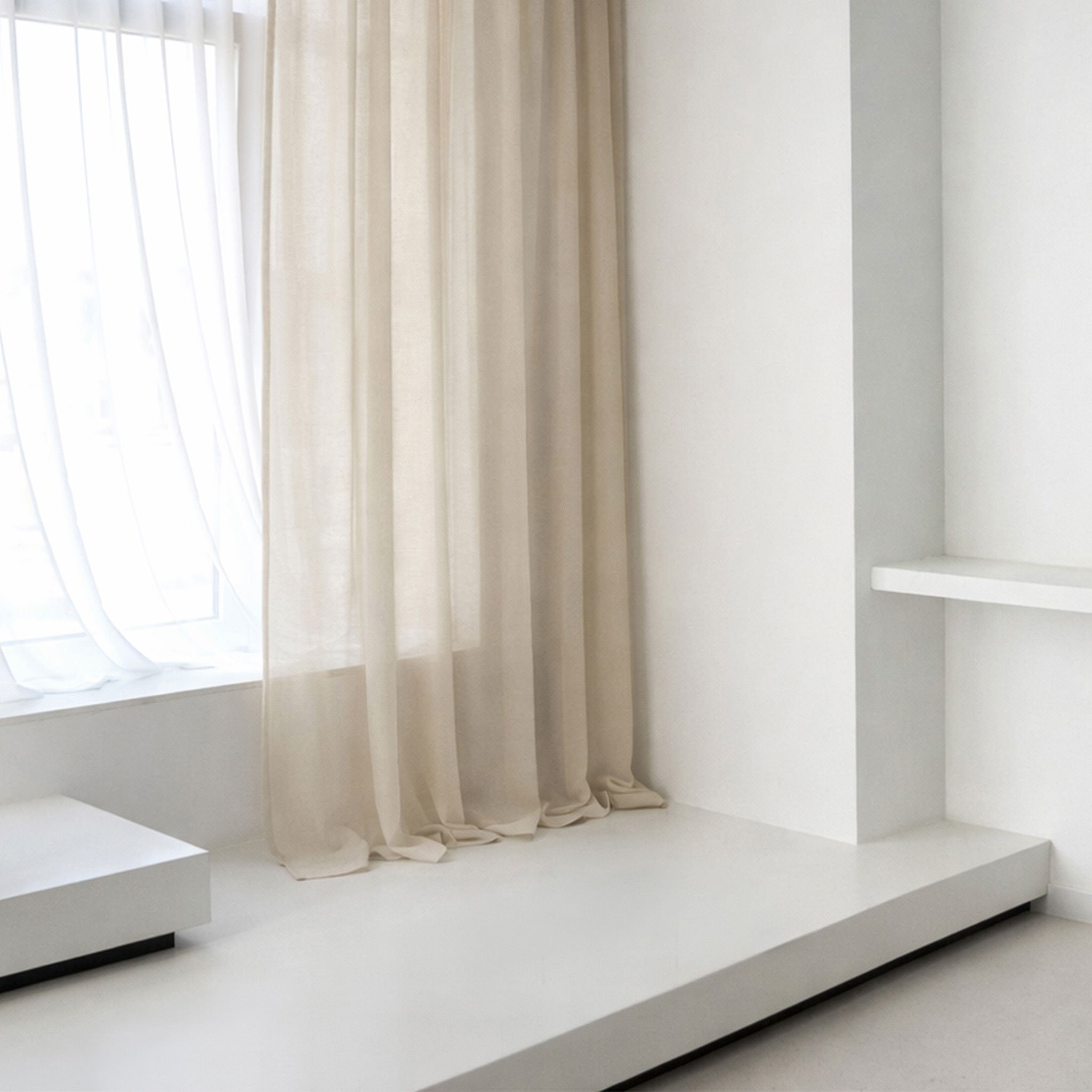 Sheer Linen Curtain with Rod Pocket - Oatmeal