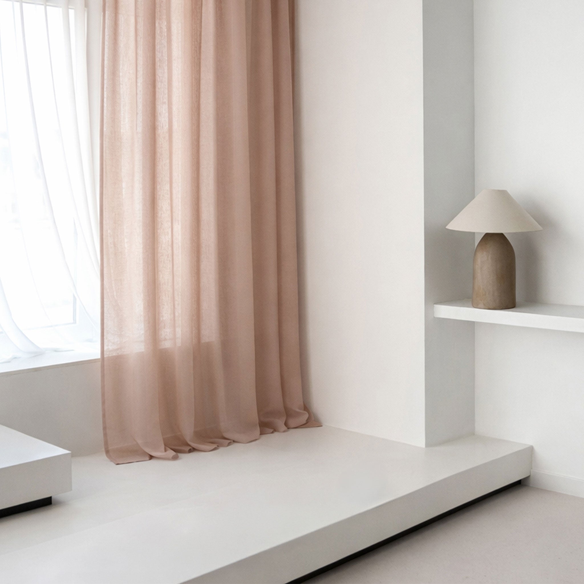 Sheer Linen Curtain Rod Pocket - Rose Gold