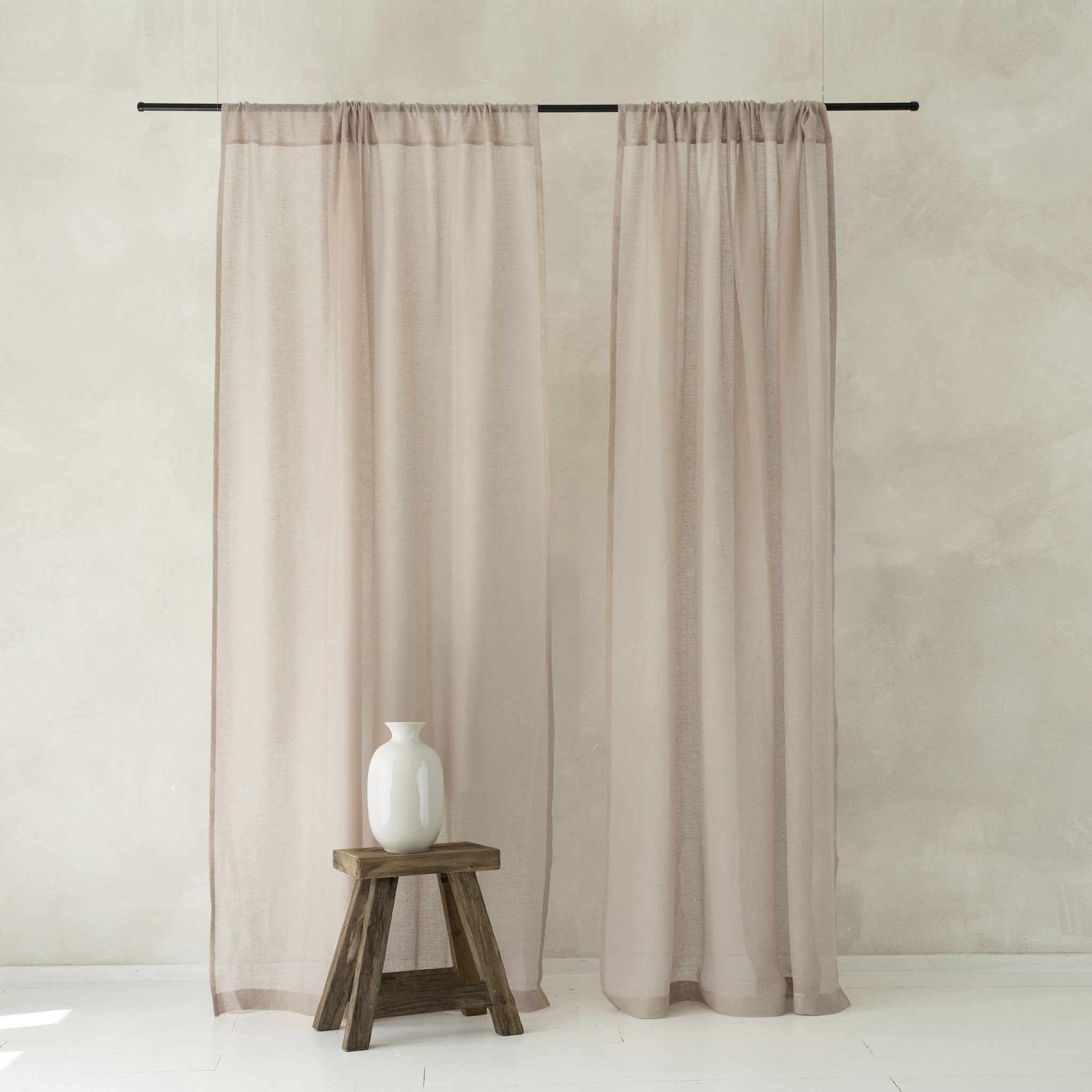 Sheer Linen Curtain Rod Pocket - Natural Tan