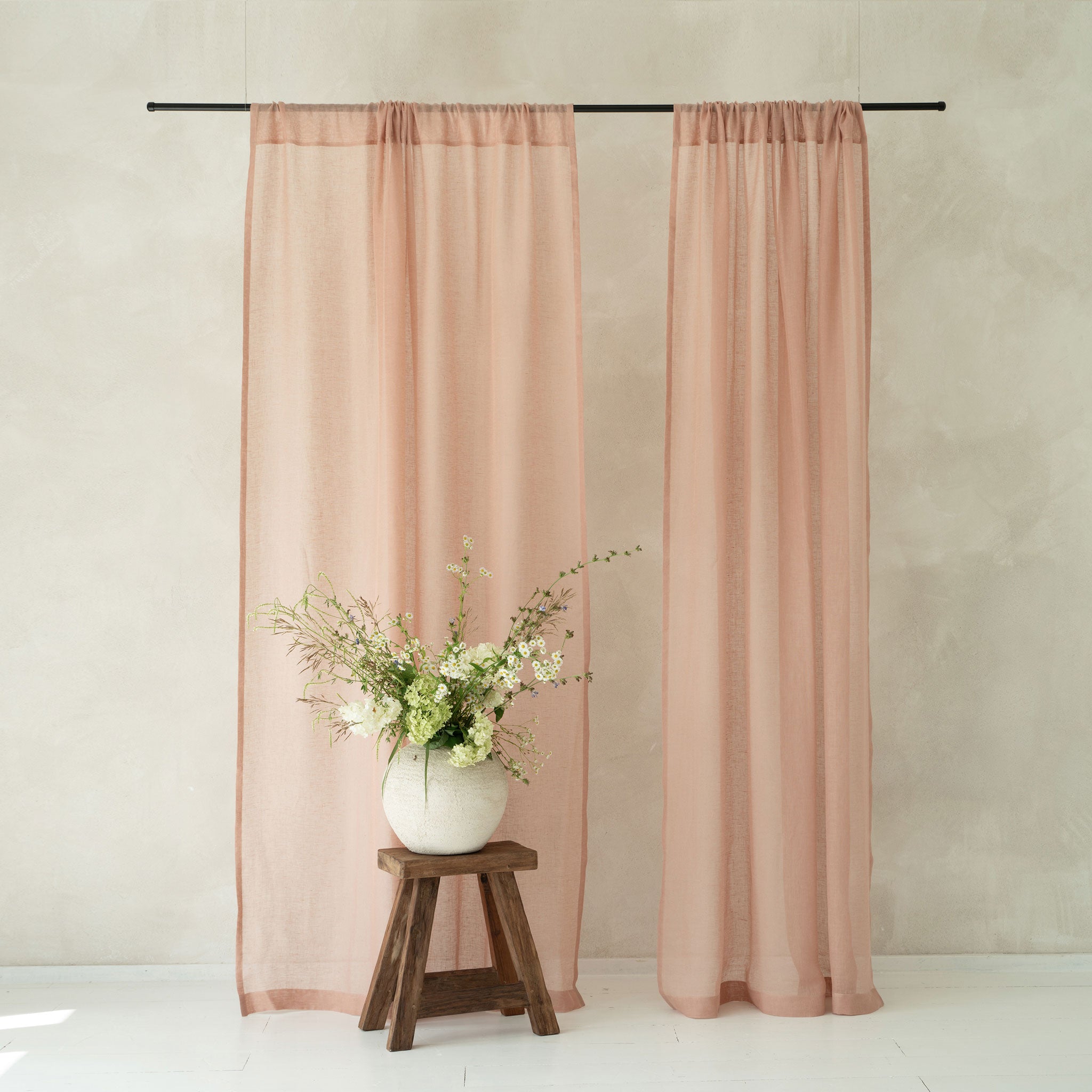 Sheer Linen Curtain Rod Pocket - Rose Gold