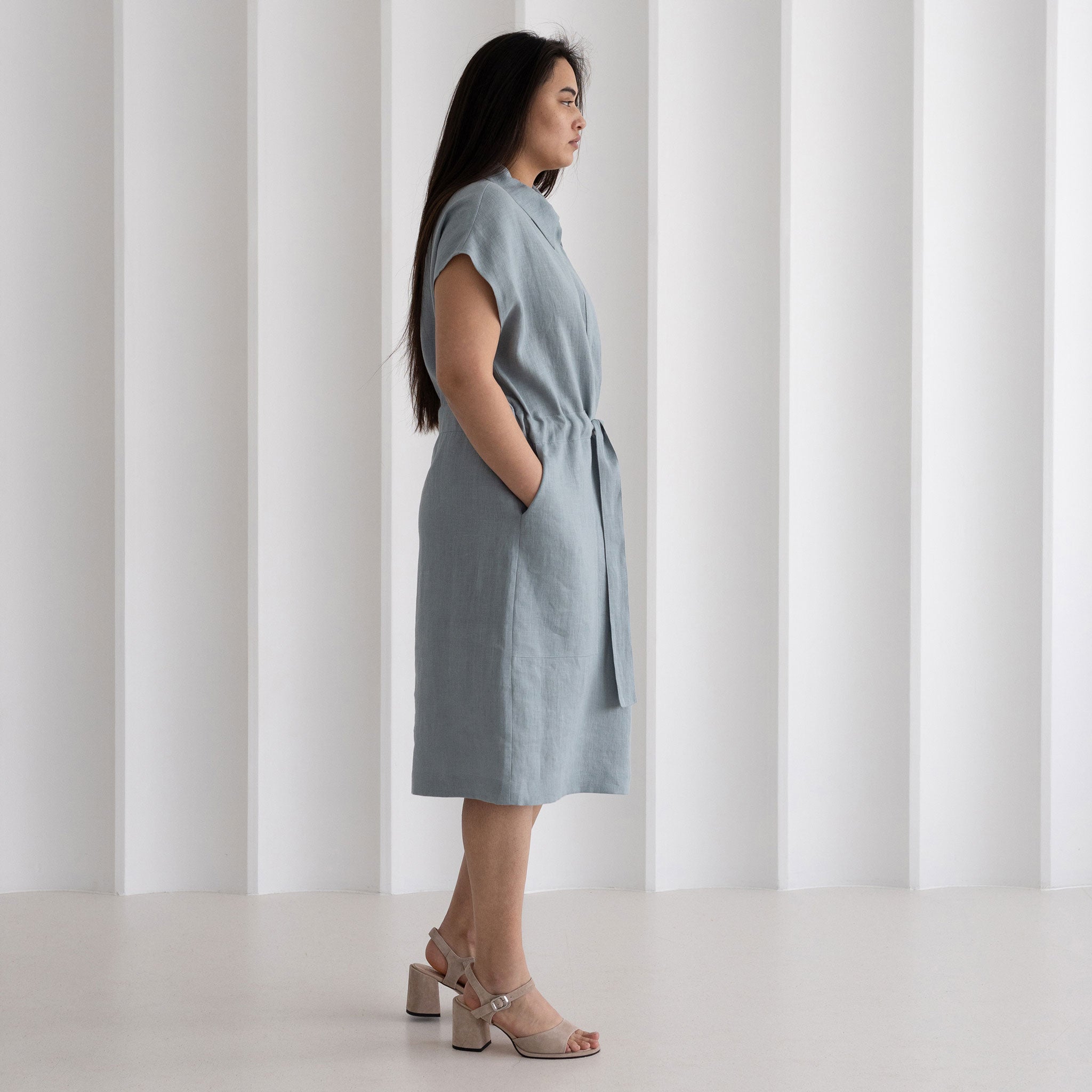 Linen shirt dress