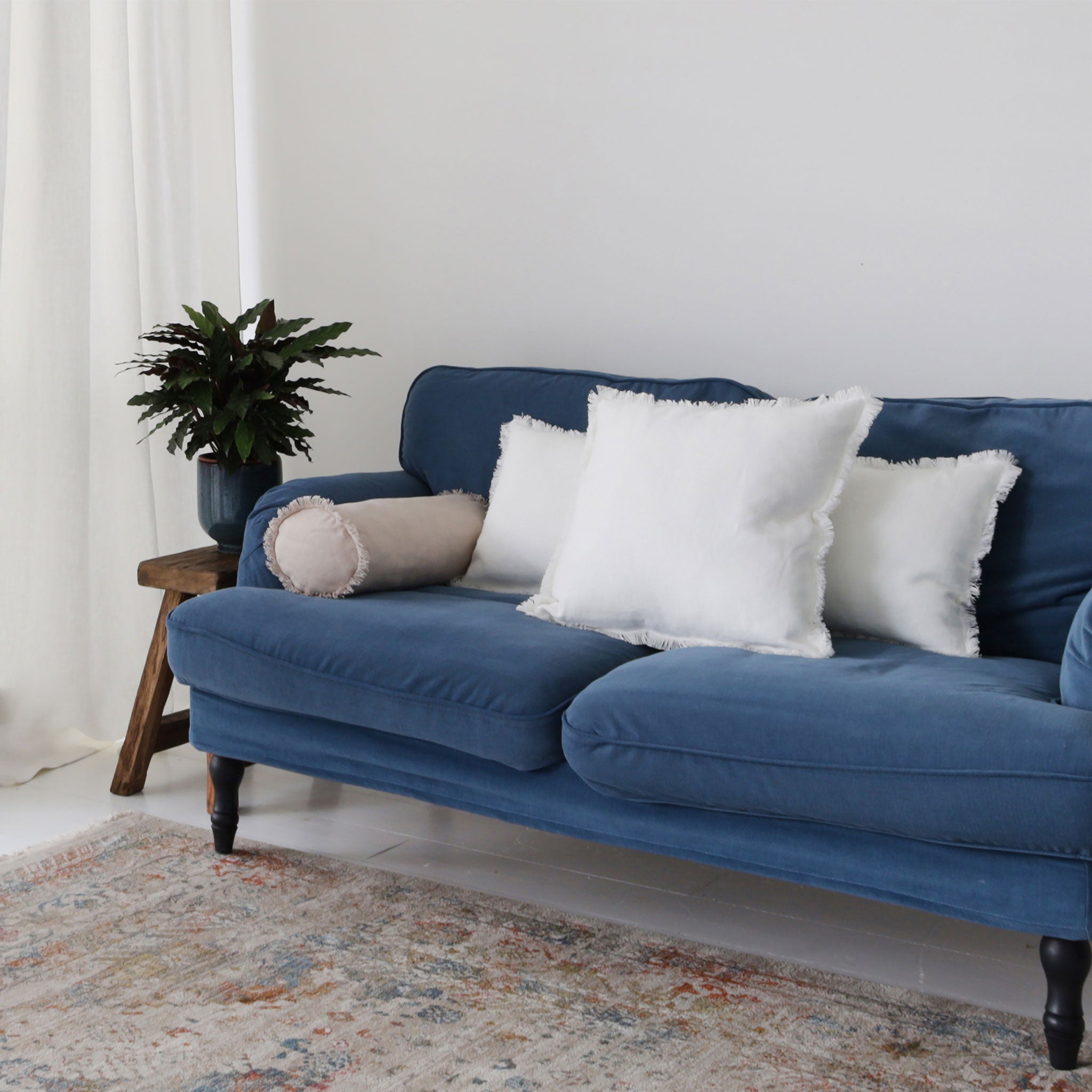 Heavy linen fringe pillow cover