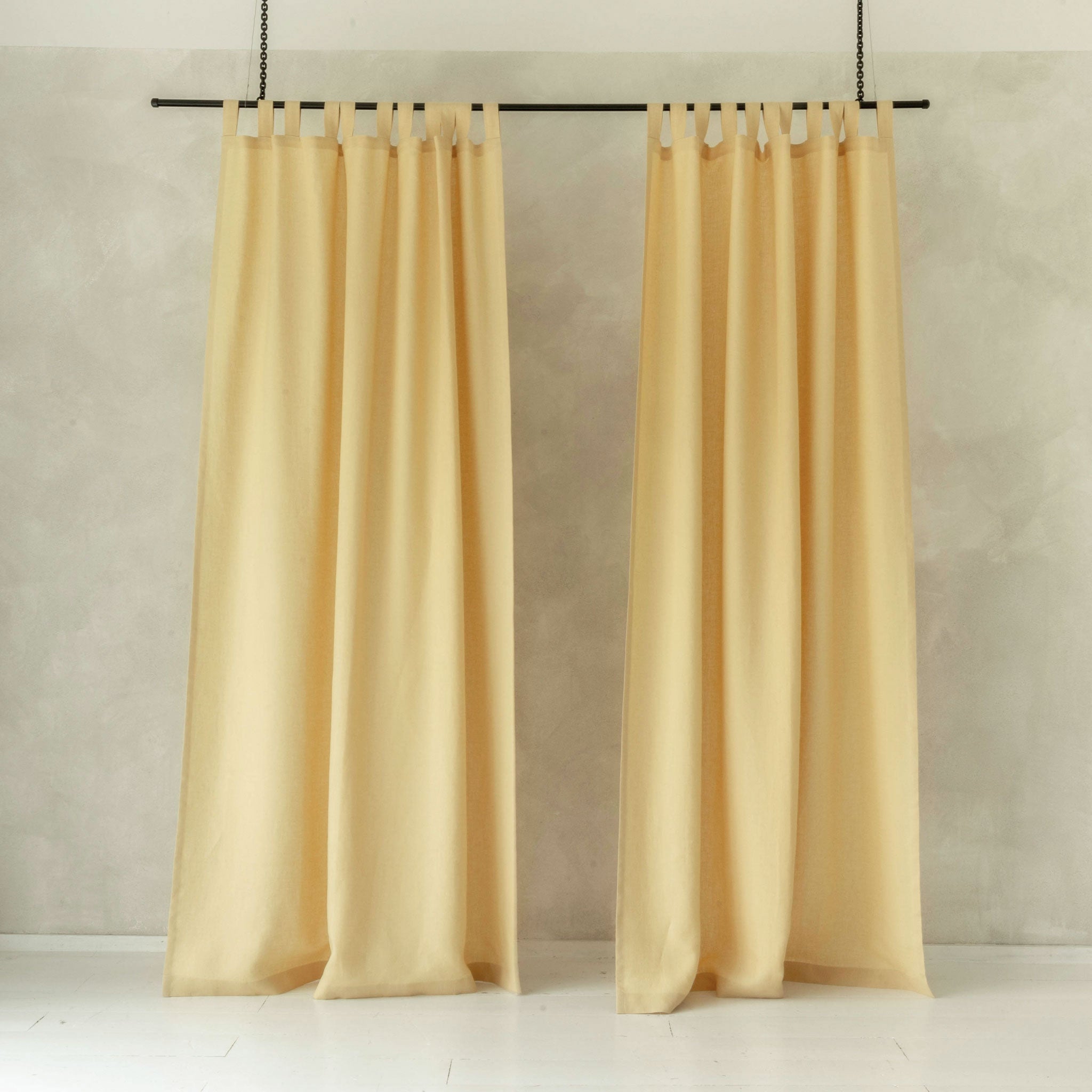 Linen curtain panel with tab top