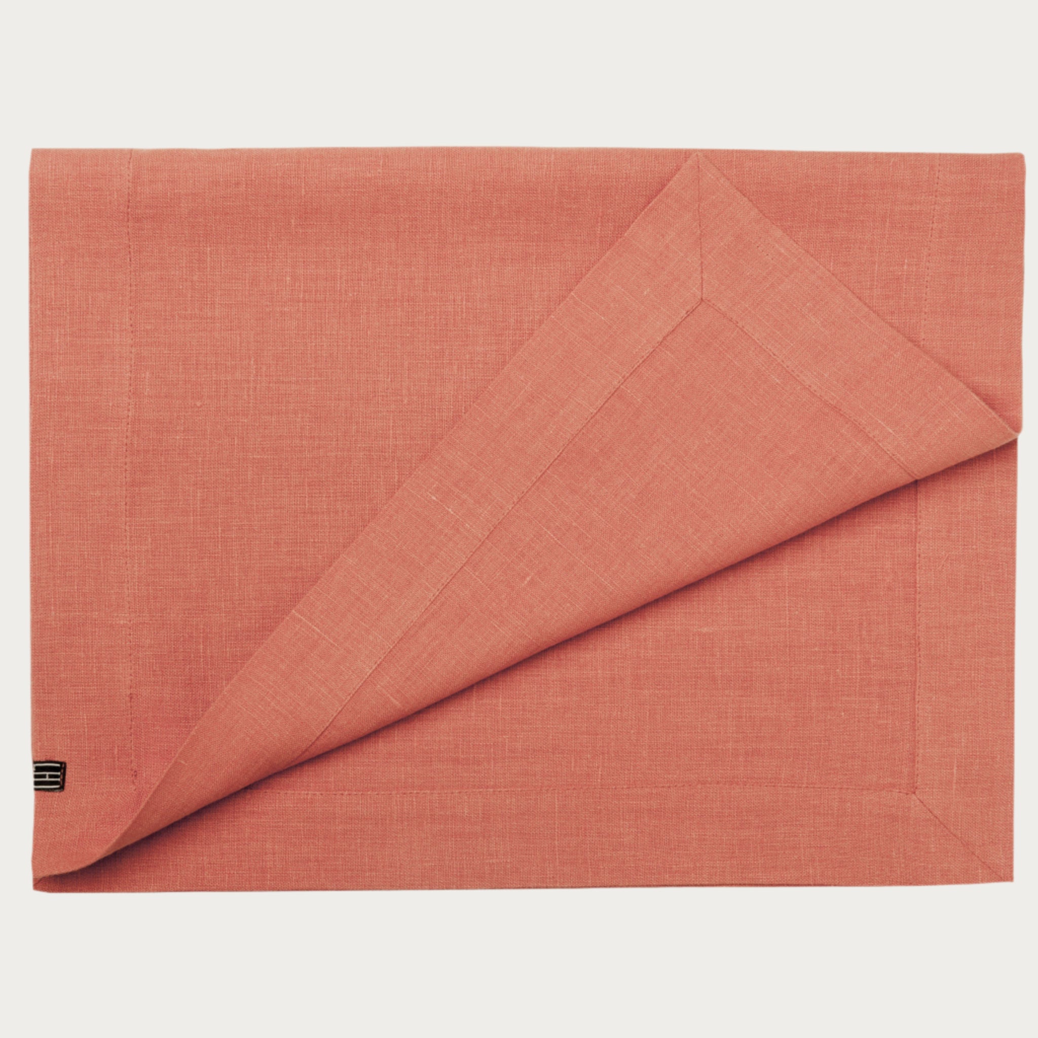 Linen table runner Marsala rose