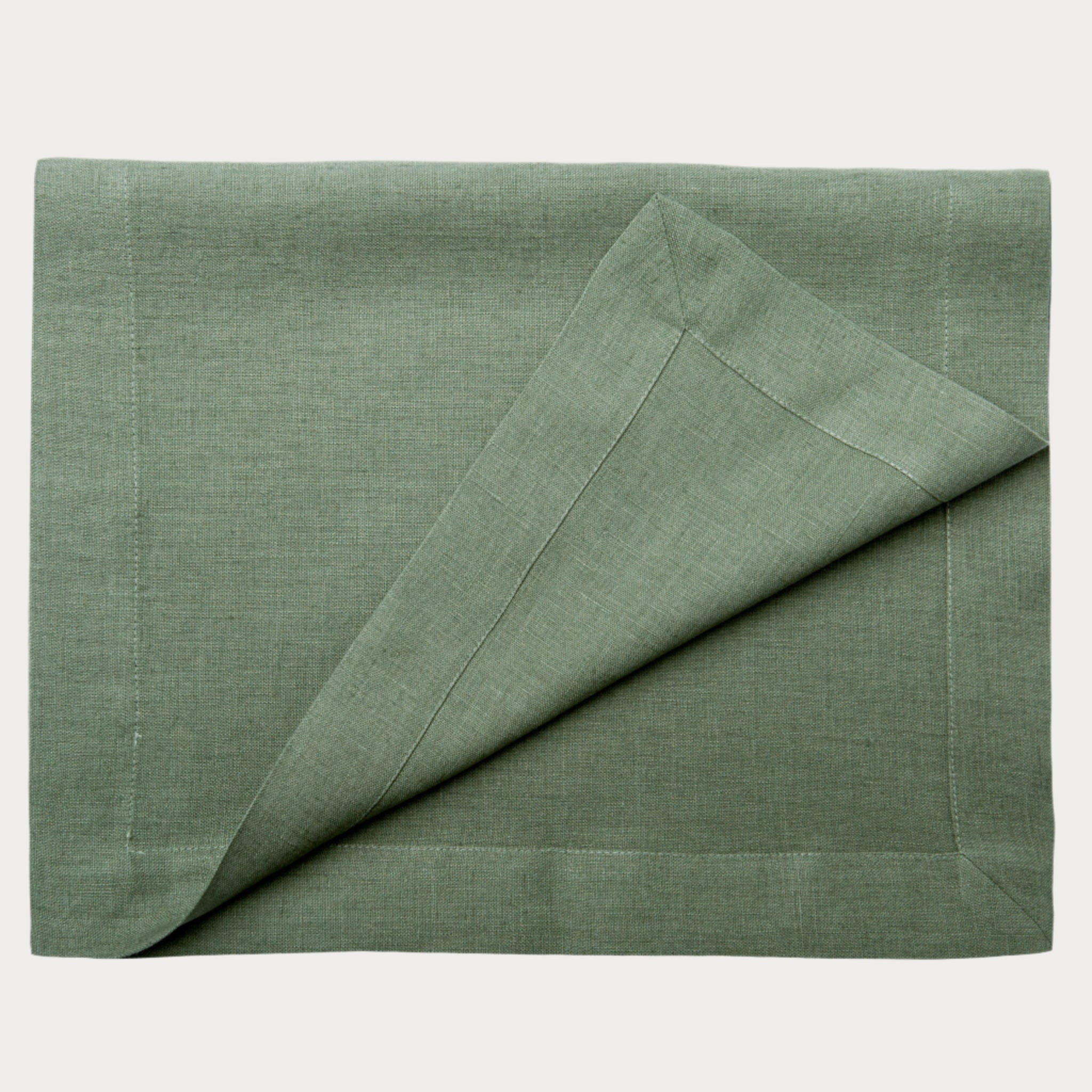 Linen table runner Moss green