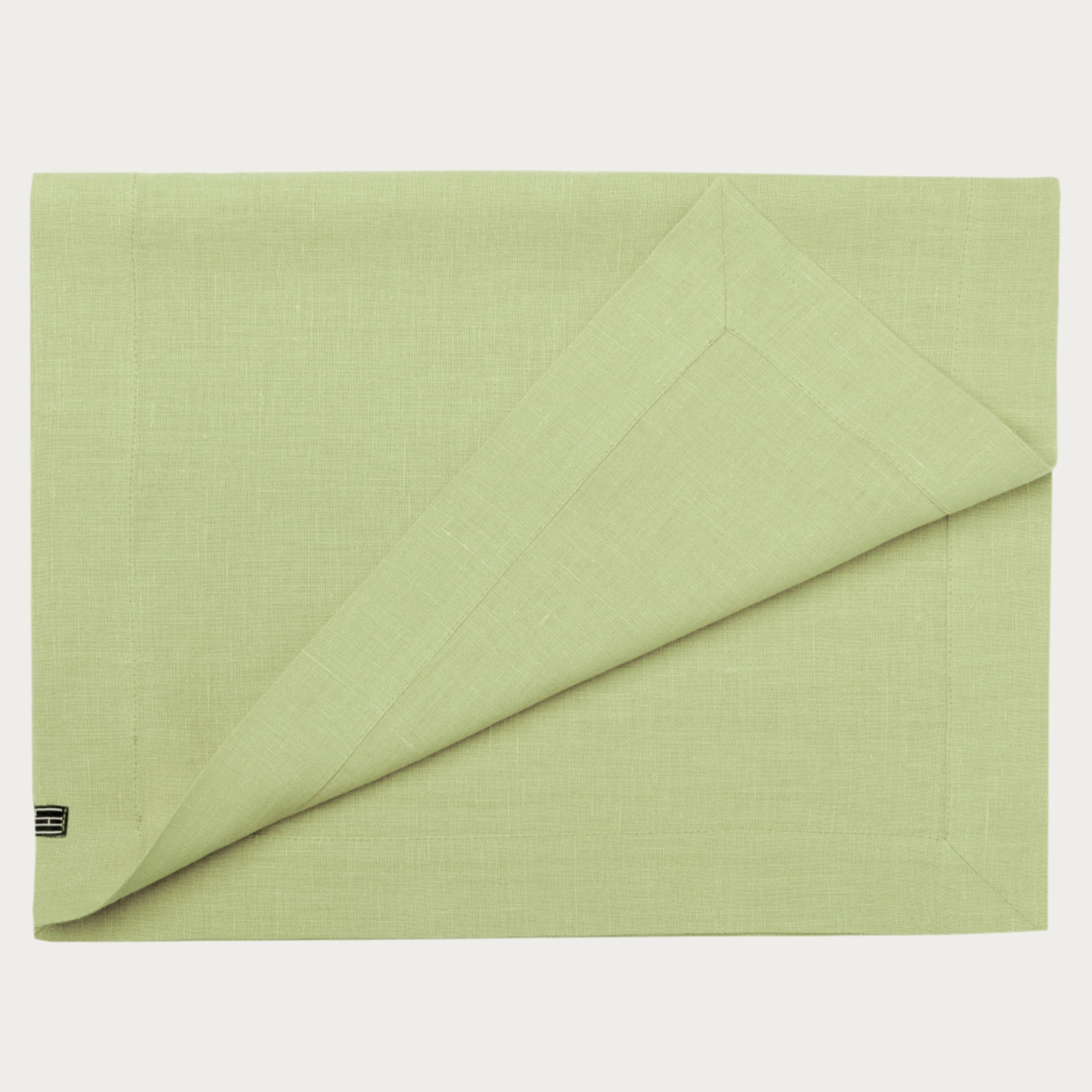 Linen table runner Pale olive