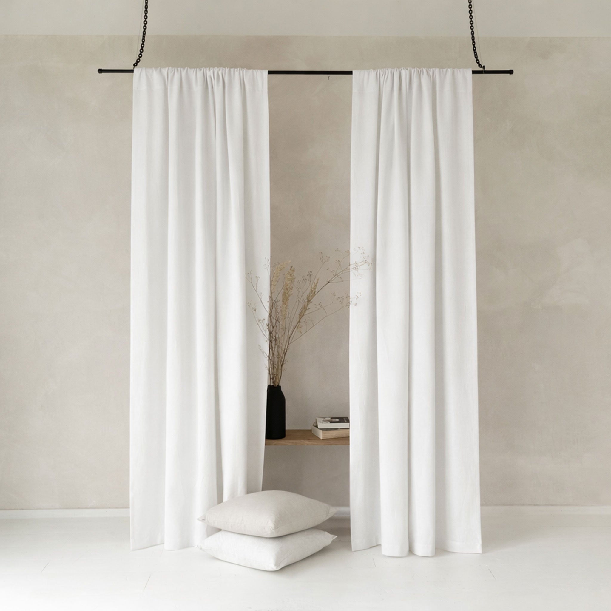 Linen curtain panel with rod pocket