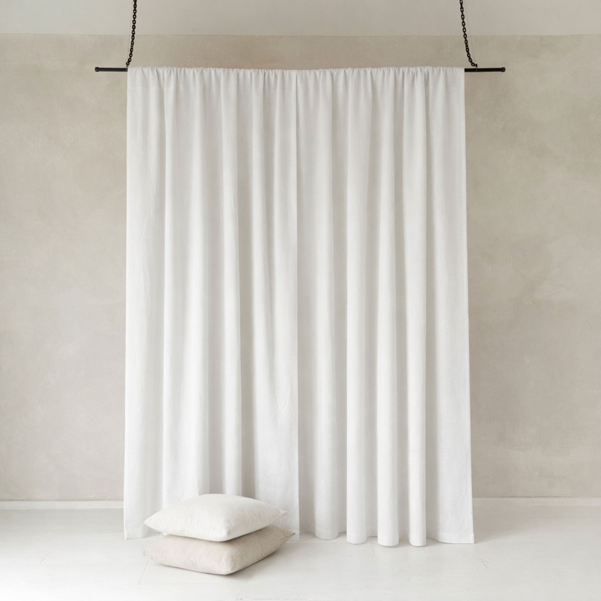 Linen curtain panel with rod pocket
