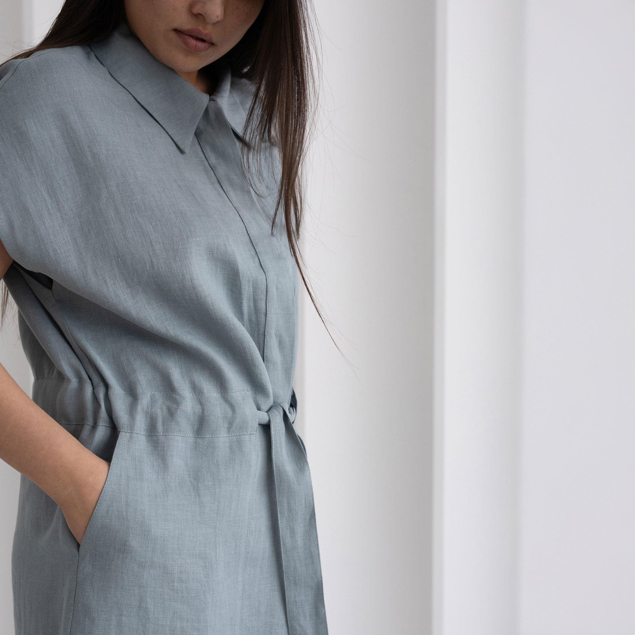 Linen shirt dress